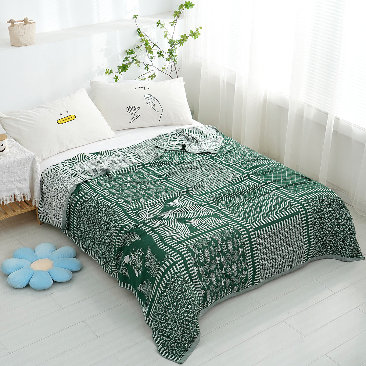 Bamboo Fiber Summer Blanket with Floral Design