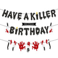 Stcomart Pre-Strung 6ft Glitter Have a Killer Birthday Halloween Banner for Halloween Birthday Party Decorations Scary Bloody Halloween Decorations Black