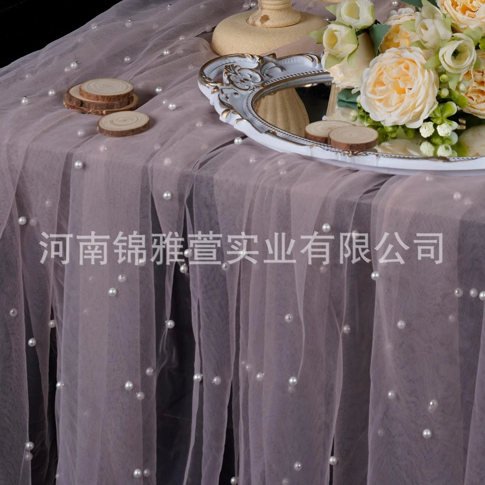 Amazon Pearl Tulle Lace Table Runner