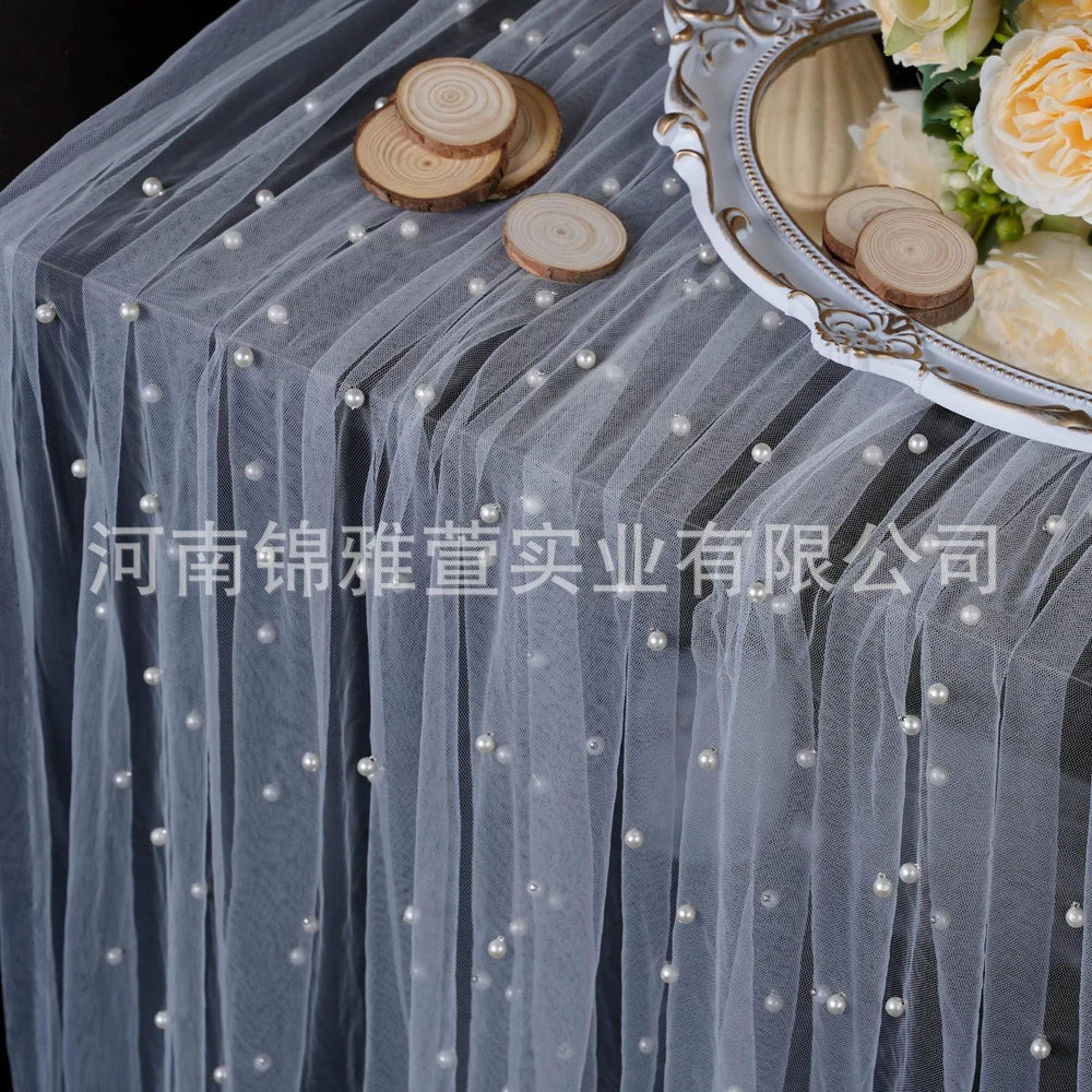 Amazon Pearl Tulle Lace Table Runner
