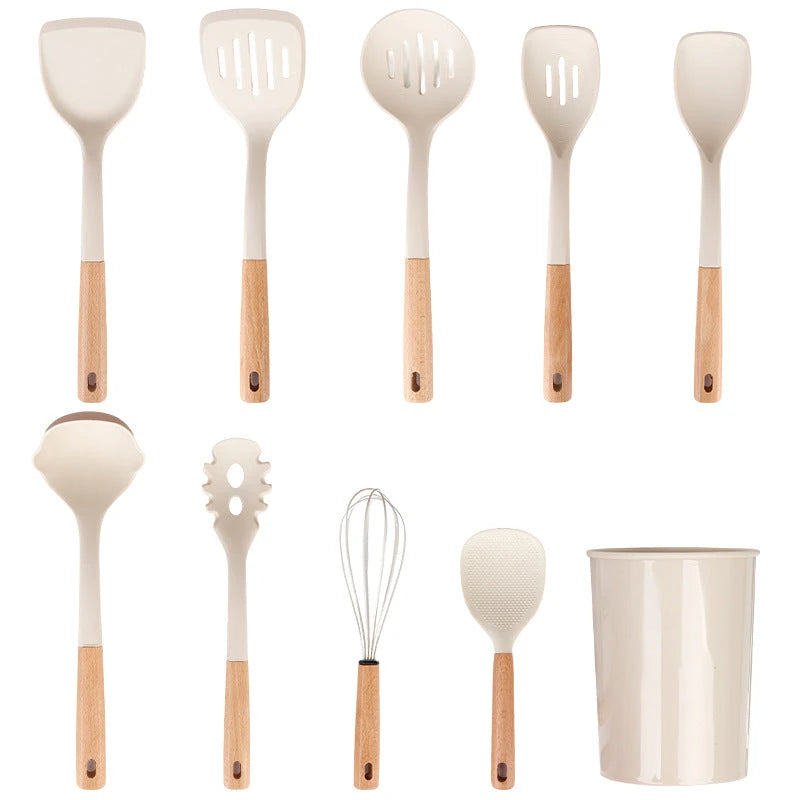 Wooden Handle Silicone Kitchen Utensil Set