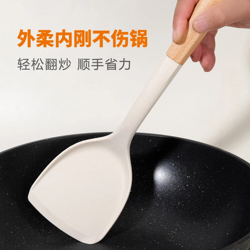 Wooden Handle Silicone Kitchen Utensil Set