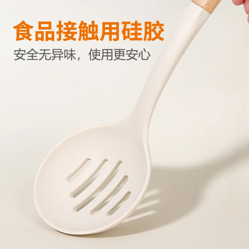 Wooden Handle Silicone Kitchen Utensil Set
