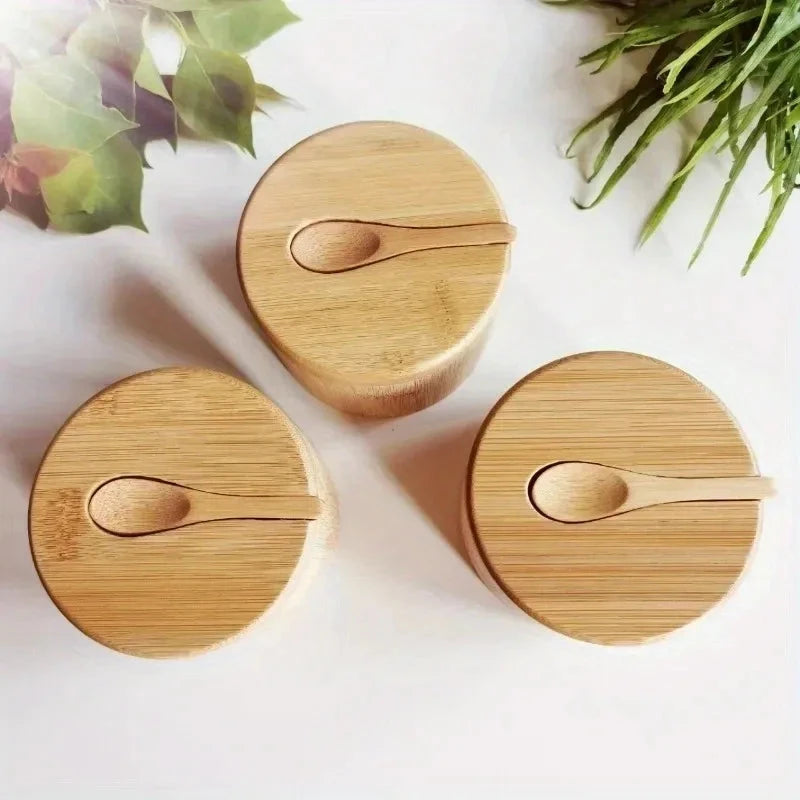 Seasoning Bamboo Condiment Jars