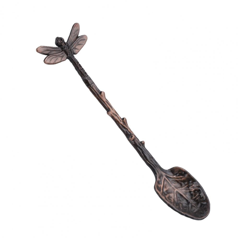 Retro Forest Style Dragonfly Leaf Dessert Spoon