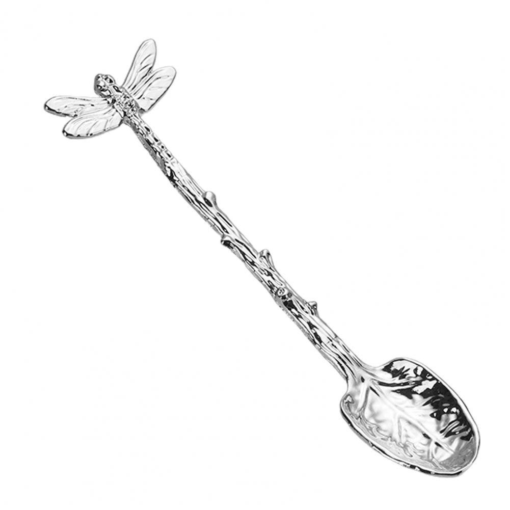 Retro Forest Style Dragonfly Leaf Dessert Spoon