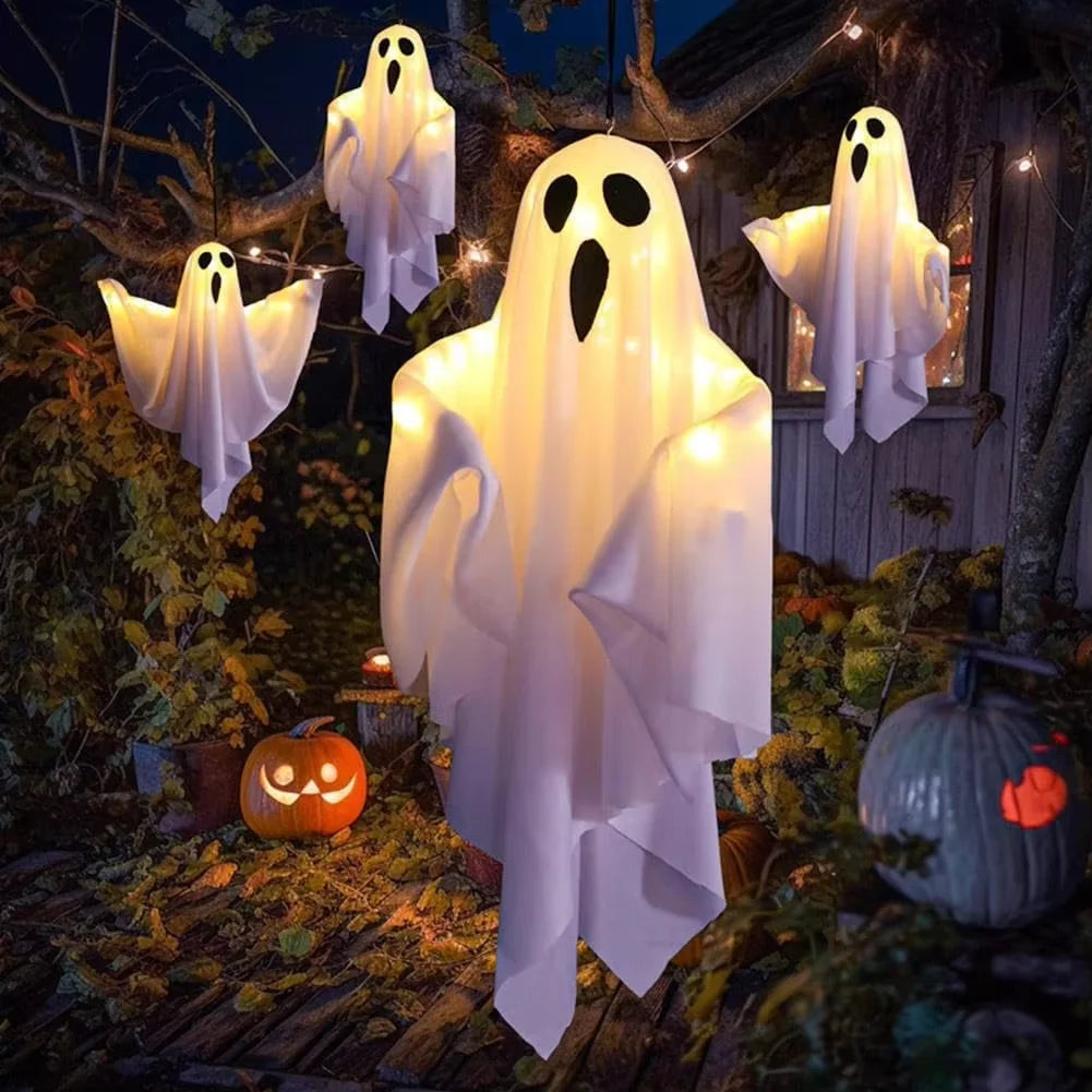 Halloween Glowing White Ghost LED Hanging Ghosts