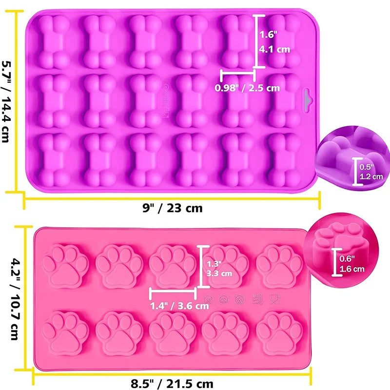 Silicone Molds Puppy Dog Paw and Dog Bone Silicone Dog Treat Molds