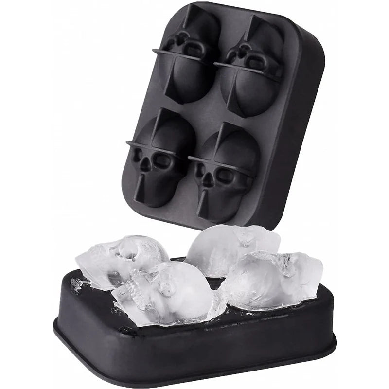 Skull Whisky Cocktail Ice Block Tray Silicone Mold