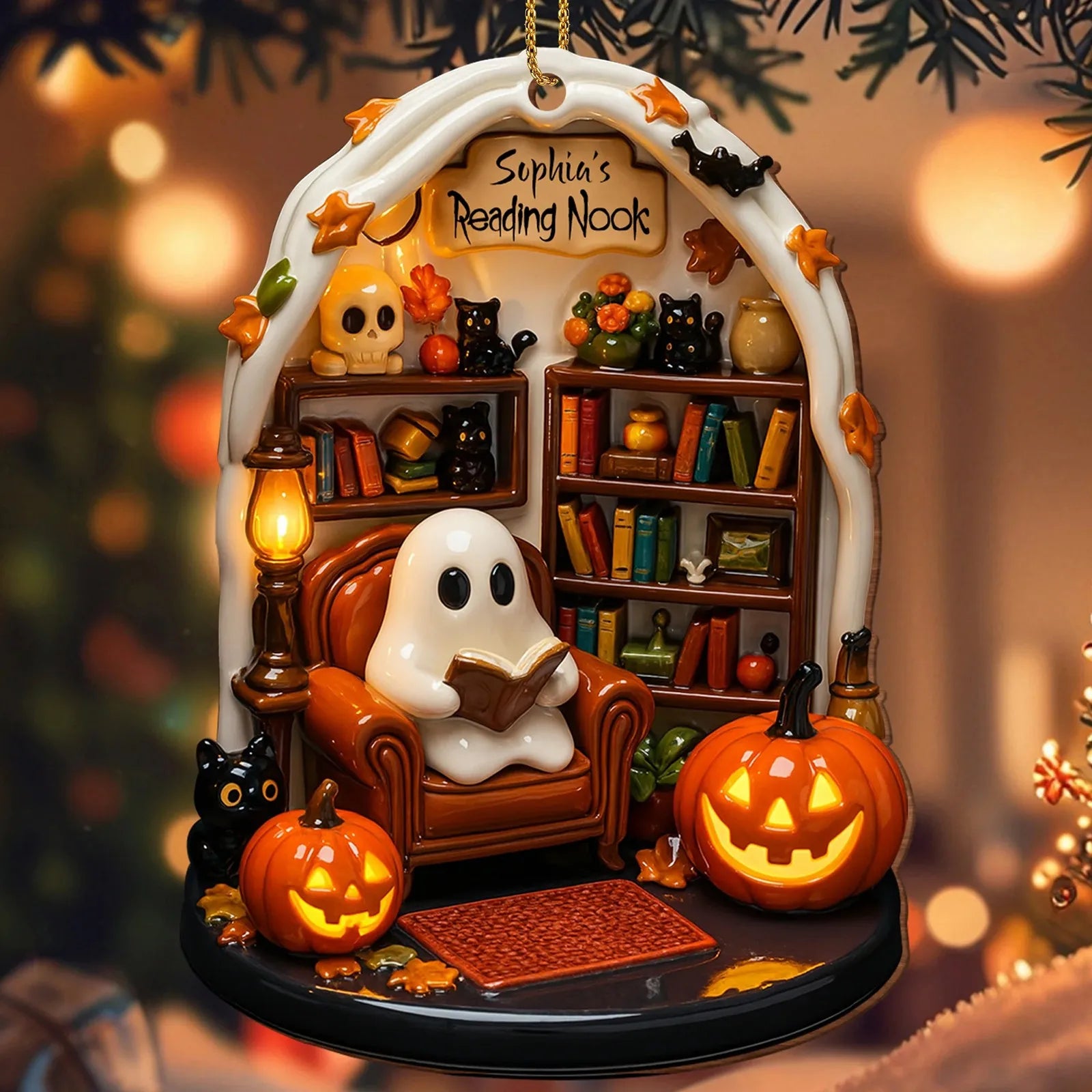 Ghost Reading 2D Flat Ornaments