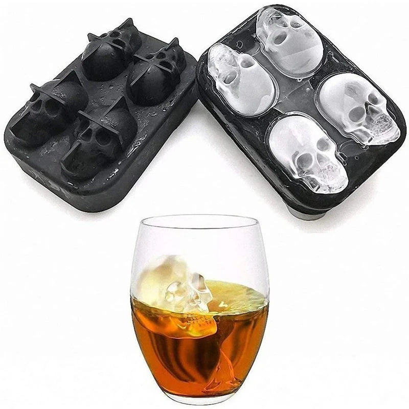 Skull Whisky Cocktail Ice Block Tray Silicone Mold