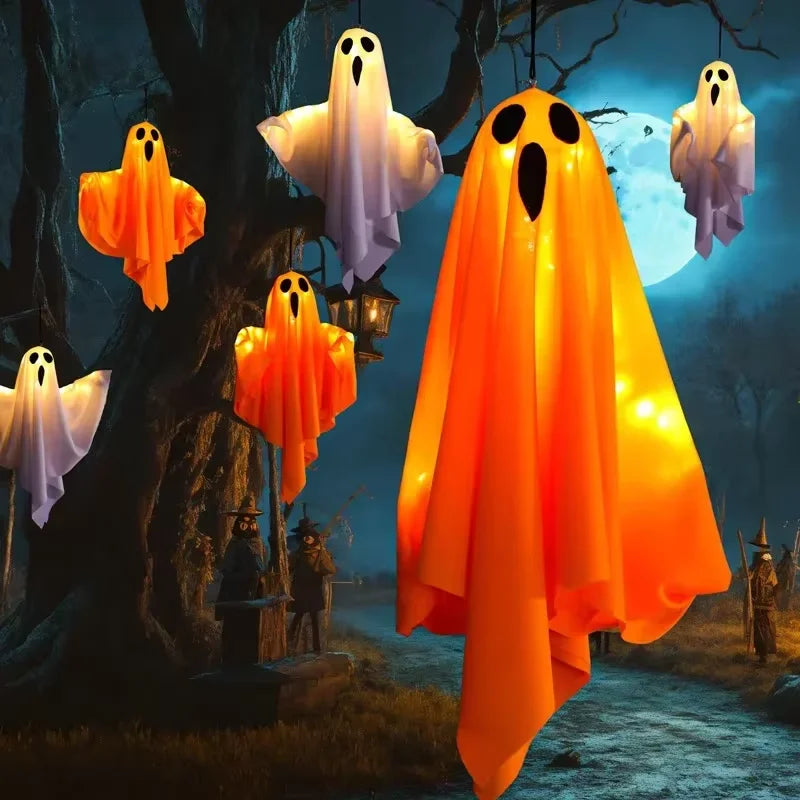 Halloween Glowing White Ghost LED Hanging Ghosts