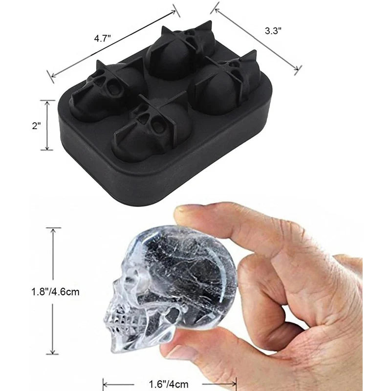 Skull Whisky Cocktail Ice Block Tray Silicone Mold