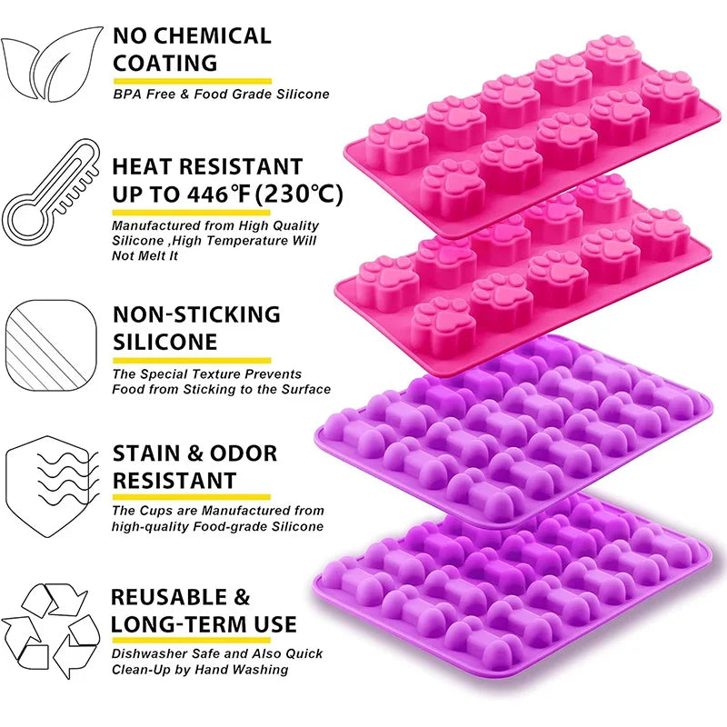 Silicone Molds Puppy Dog Paw and Dog Bone Silicone Dog Treat Molds
