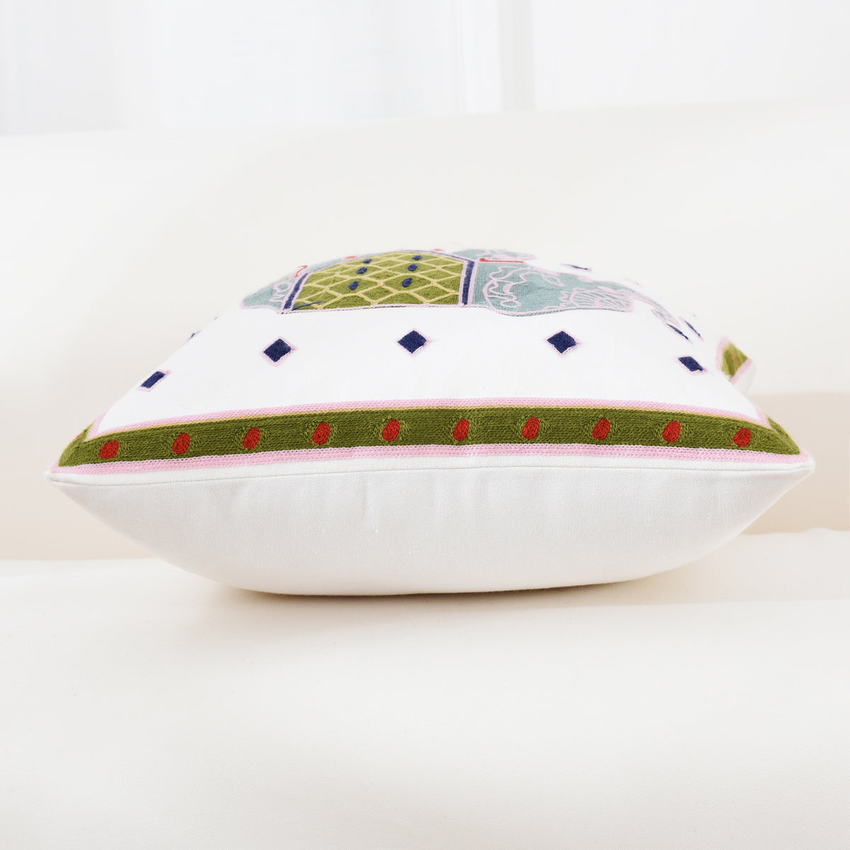 Embroidered Floral Cushion Cover for Home Decor